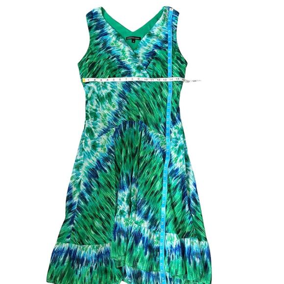 Chris McLaughlin Green Blue Watercolor Print Dress Size 12 tiedye boho Y2K - Picture 3 of 7